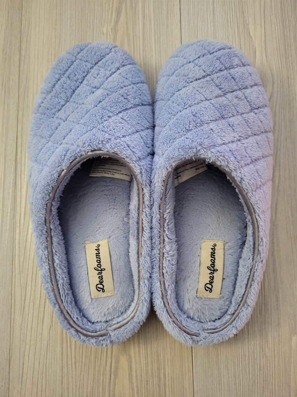 dearfoams Women's Quilted Plush Clog Slippers - Light Blue